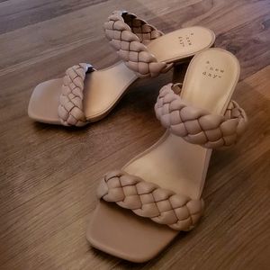 Women's Basil Mule Heels - A New Day Beige Size 8